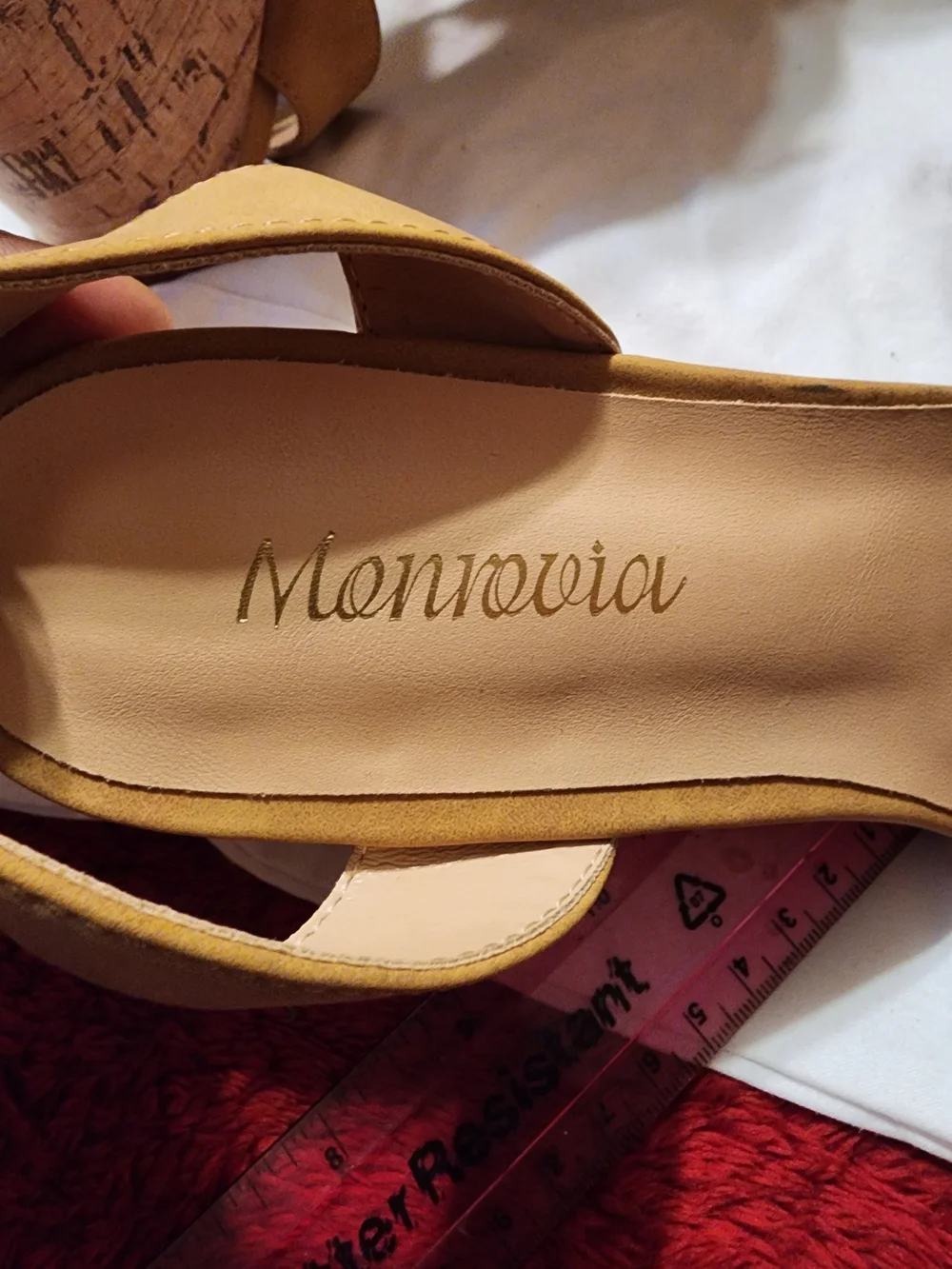 monrvia Women’s Ankle Strap Wedge Sandals - Tan size 10